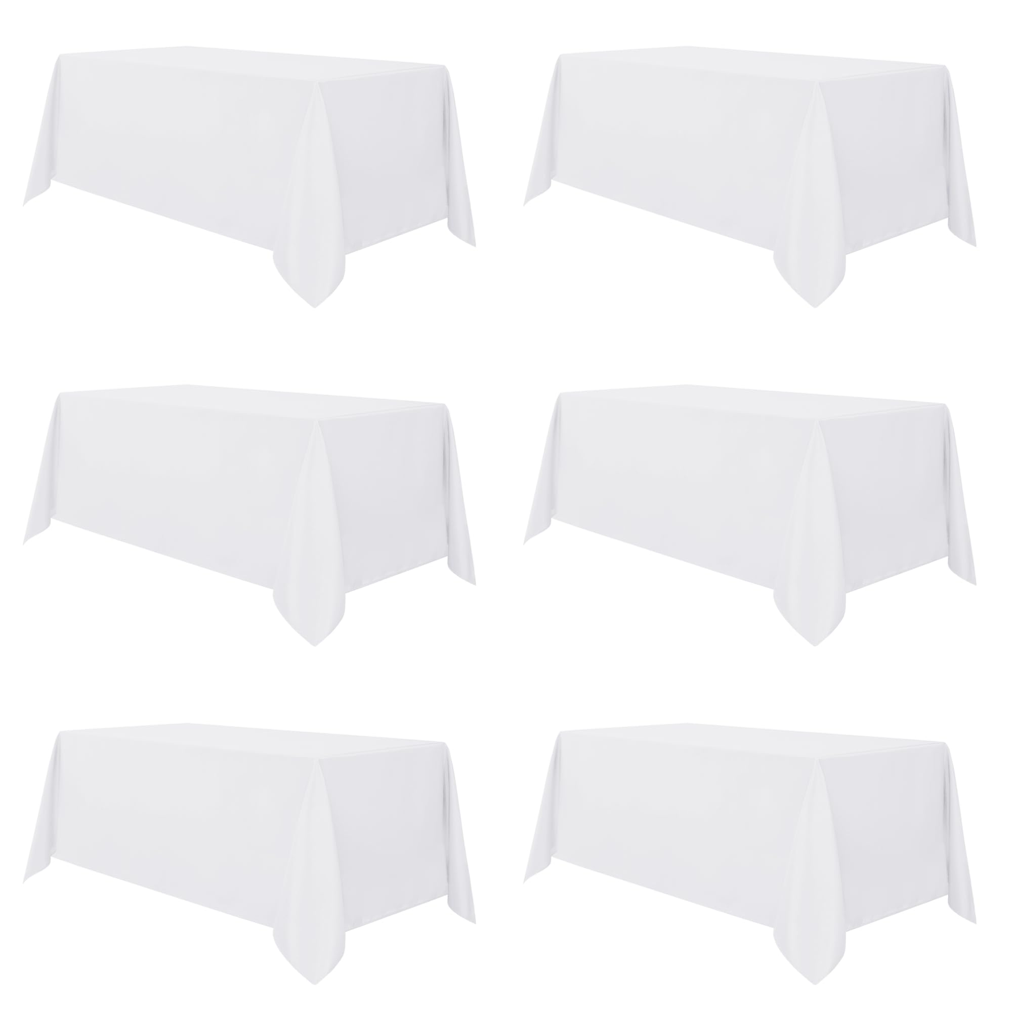 Sancua white 90x156 tablecloth on an 8ft table for a clean dining setup
