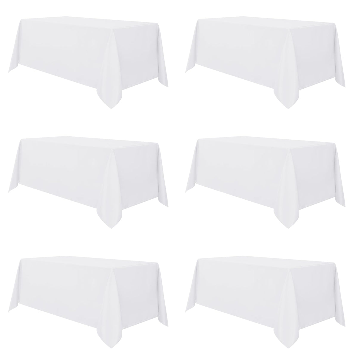Sancua white 90x156 tablecloth on an 8ft table for a clean dining setup