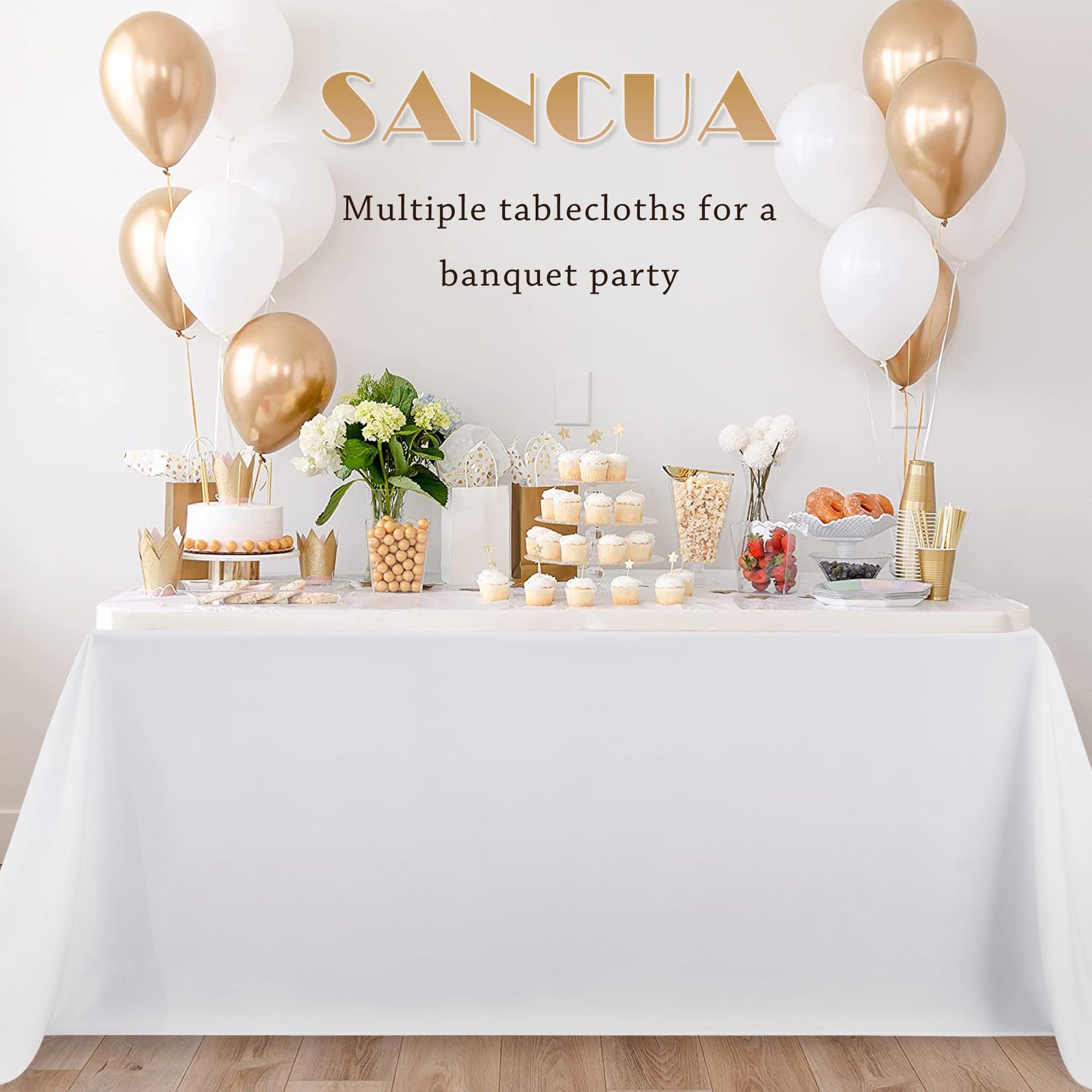 Sancua white tablecloth ambience for weddings and celebrations