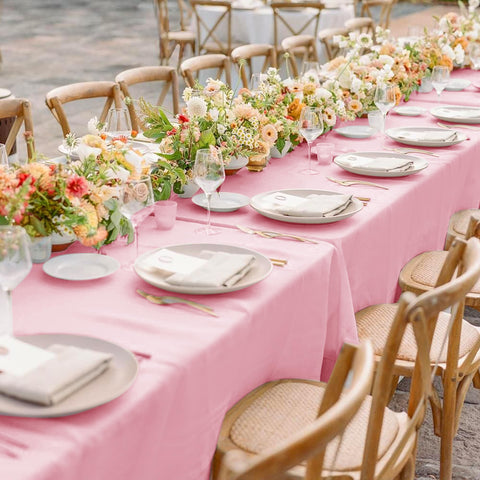 Sancua wrinkle-free pink tablecloth maintaining crisp look after use