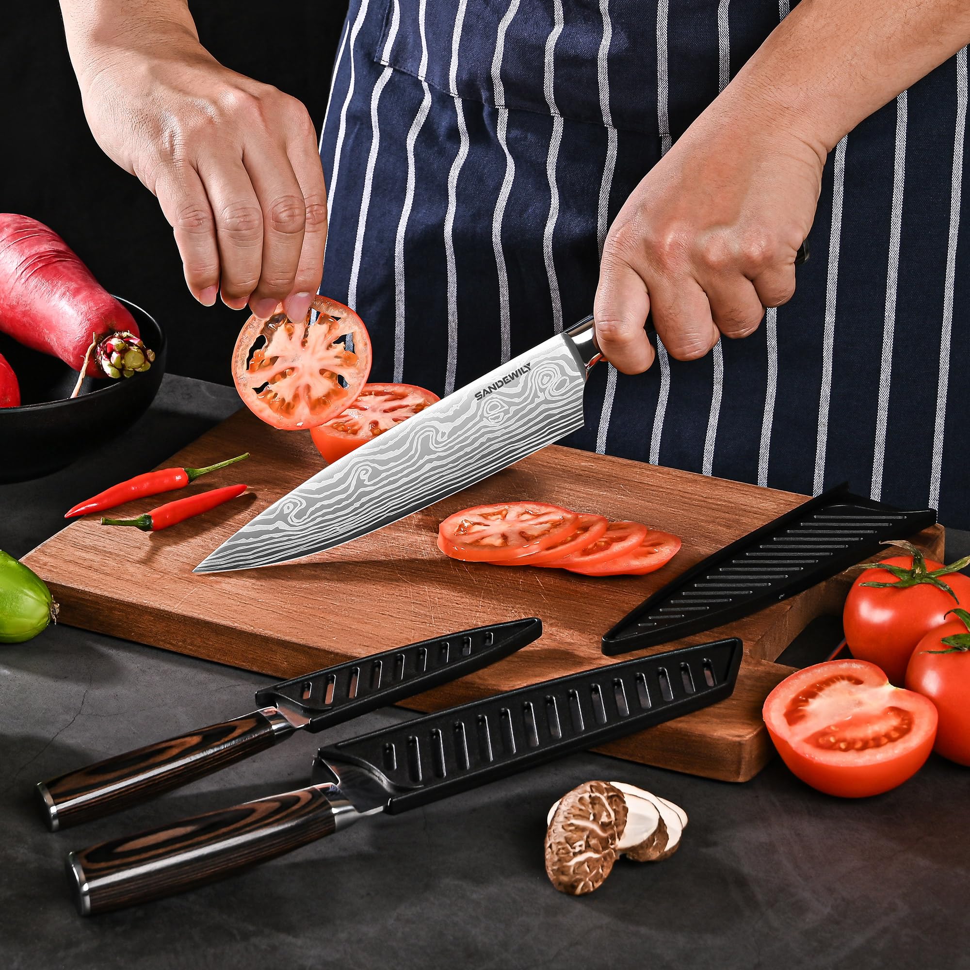 SANDEWILY stainless steel blade detail; edge retention and sharpness