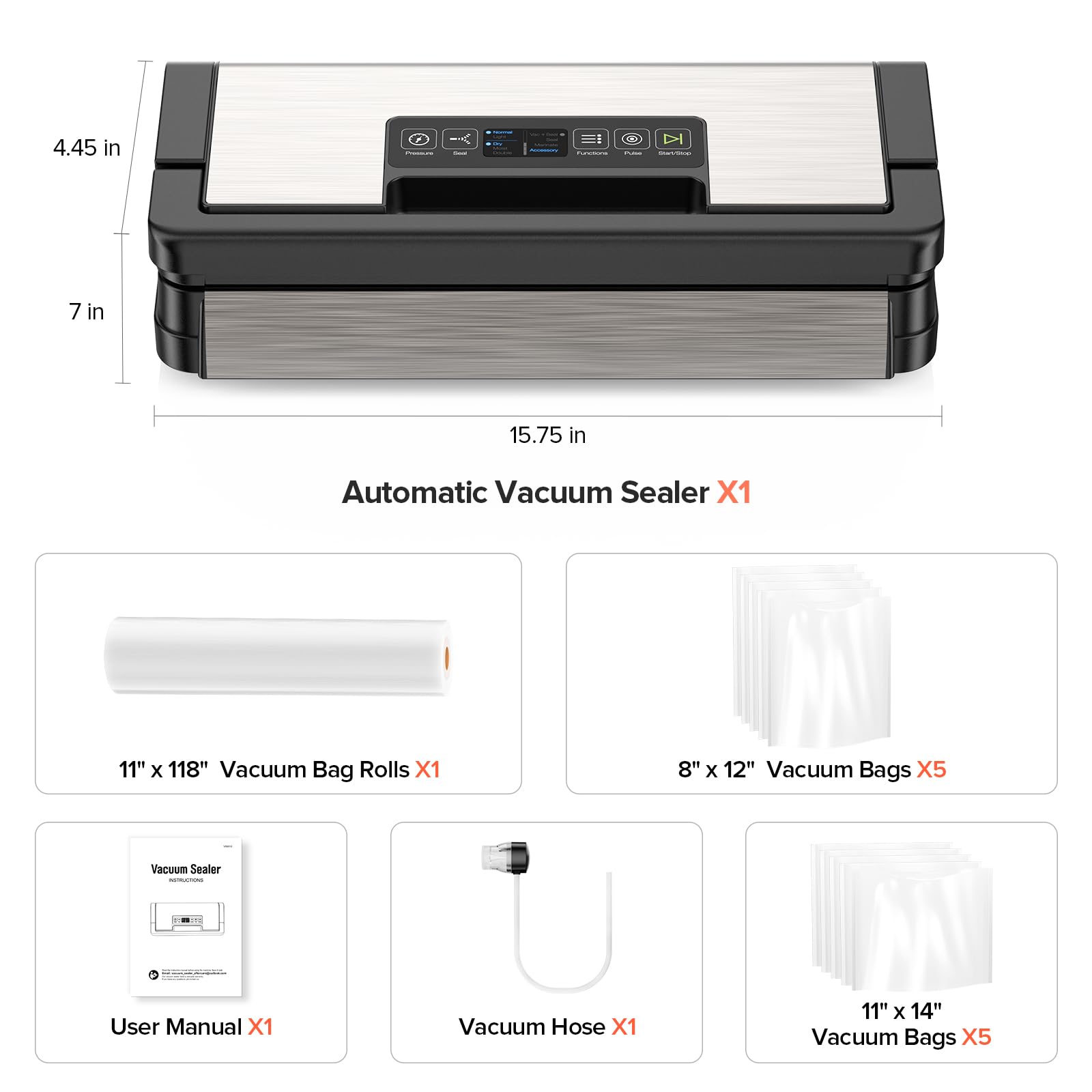 Sandifeng vacuum sealer packaging bundle contents for easy setup.