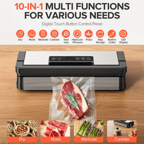 Sandifeng vacuum sealer with touch display for easy one-touch operation.
