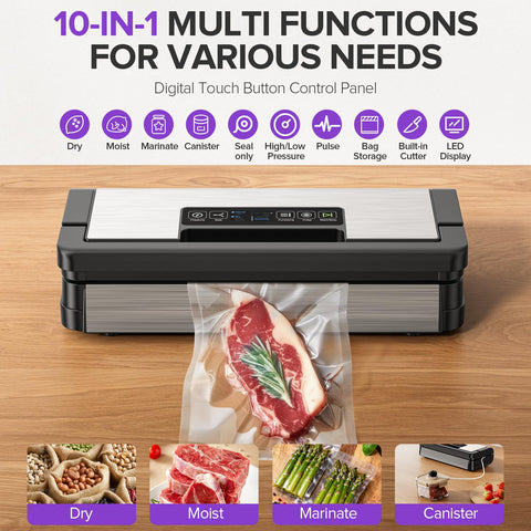 Sandifeng vacuum sealer with touch display showing easy operation in kitchen.