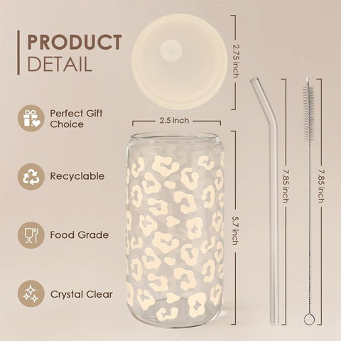 SANDJEST 16oz glass bottle perfect for iced coffee, smoothies, and everyday beverages.