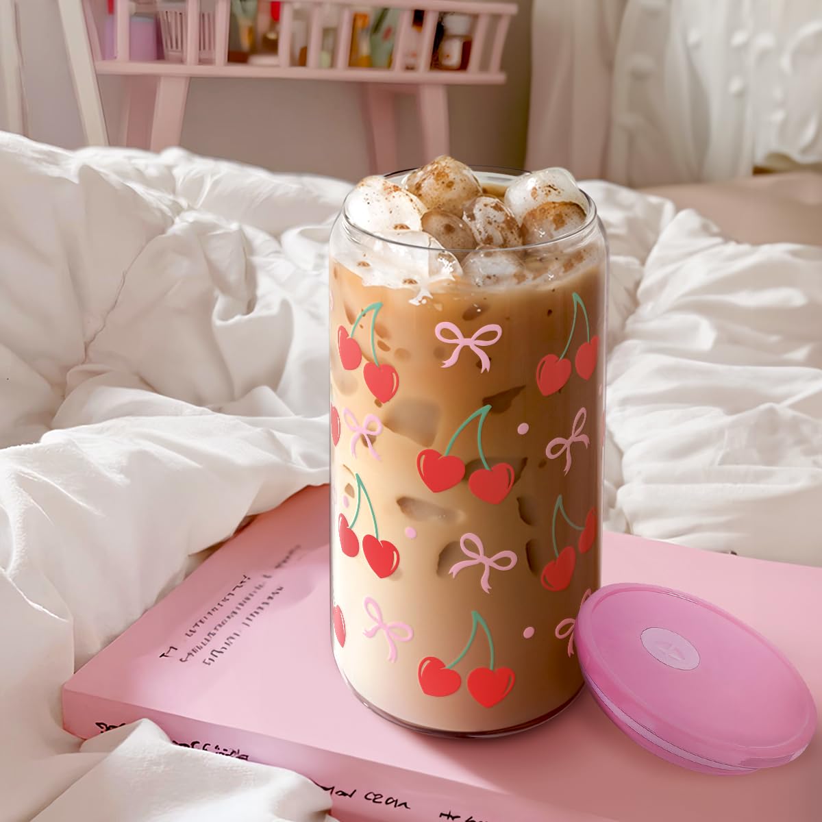 SANDJEST 16oz glass tumbler promotes everyday hydration with style.