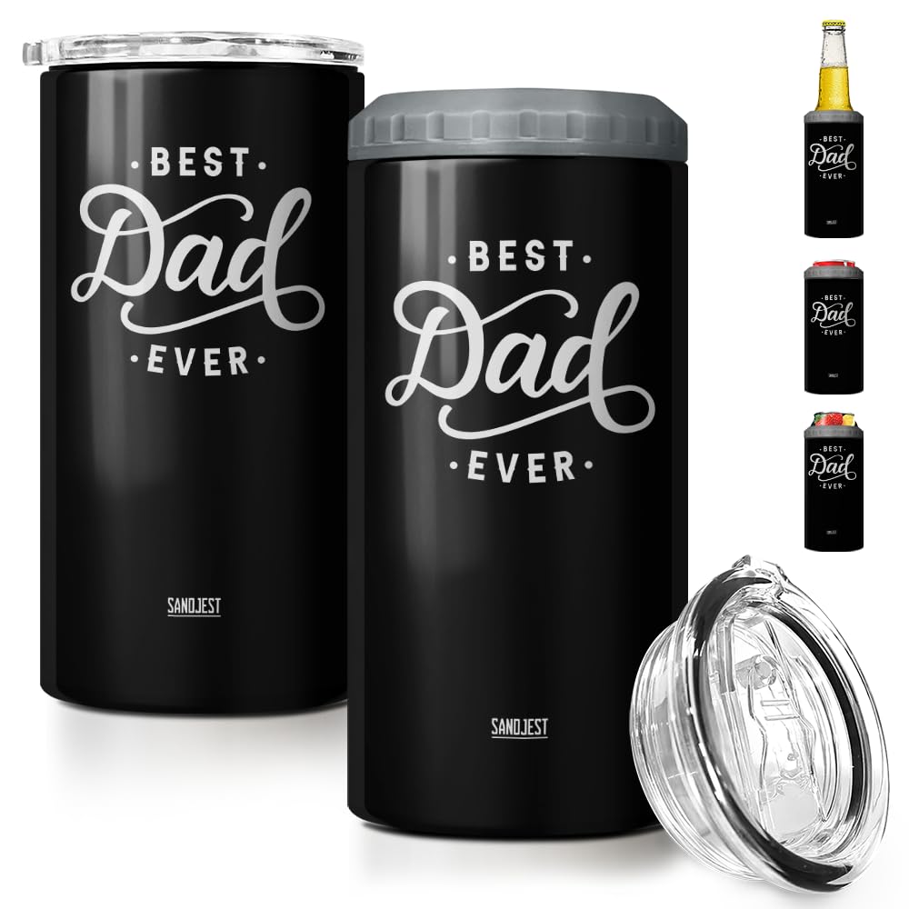 SANDJEST 4-in-1 dad tumbler keeps 12oz drinks cold for hours.