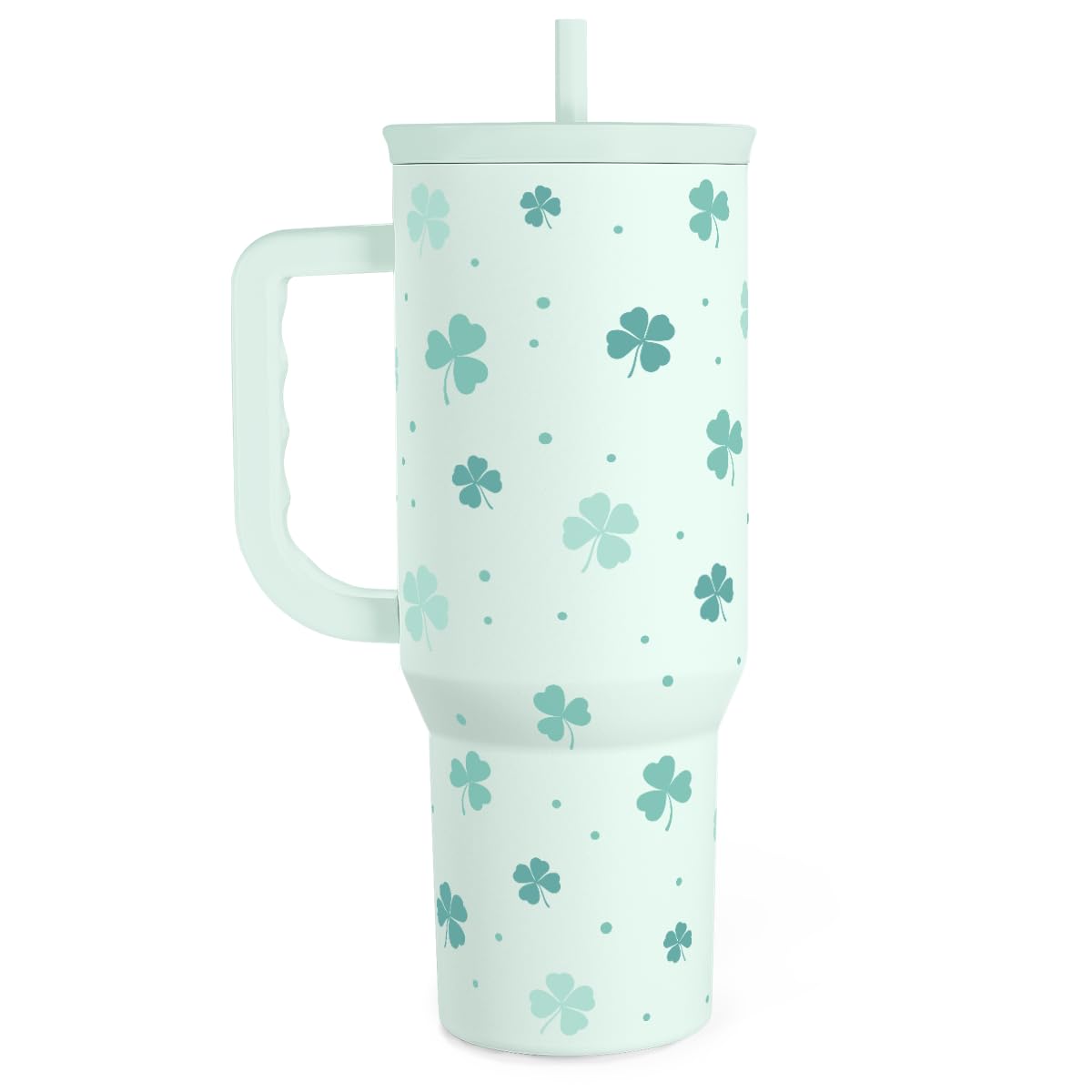 SANDJEST 40oz Shamrock Tumbler with Handle keeps drinks cold or hot on the go