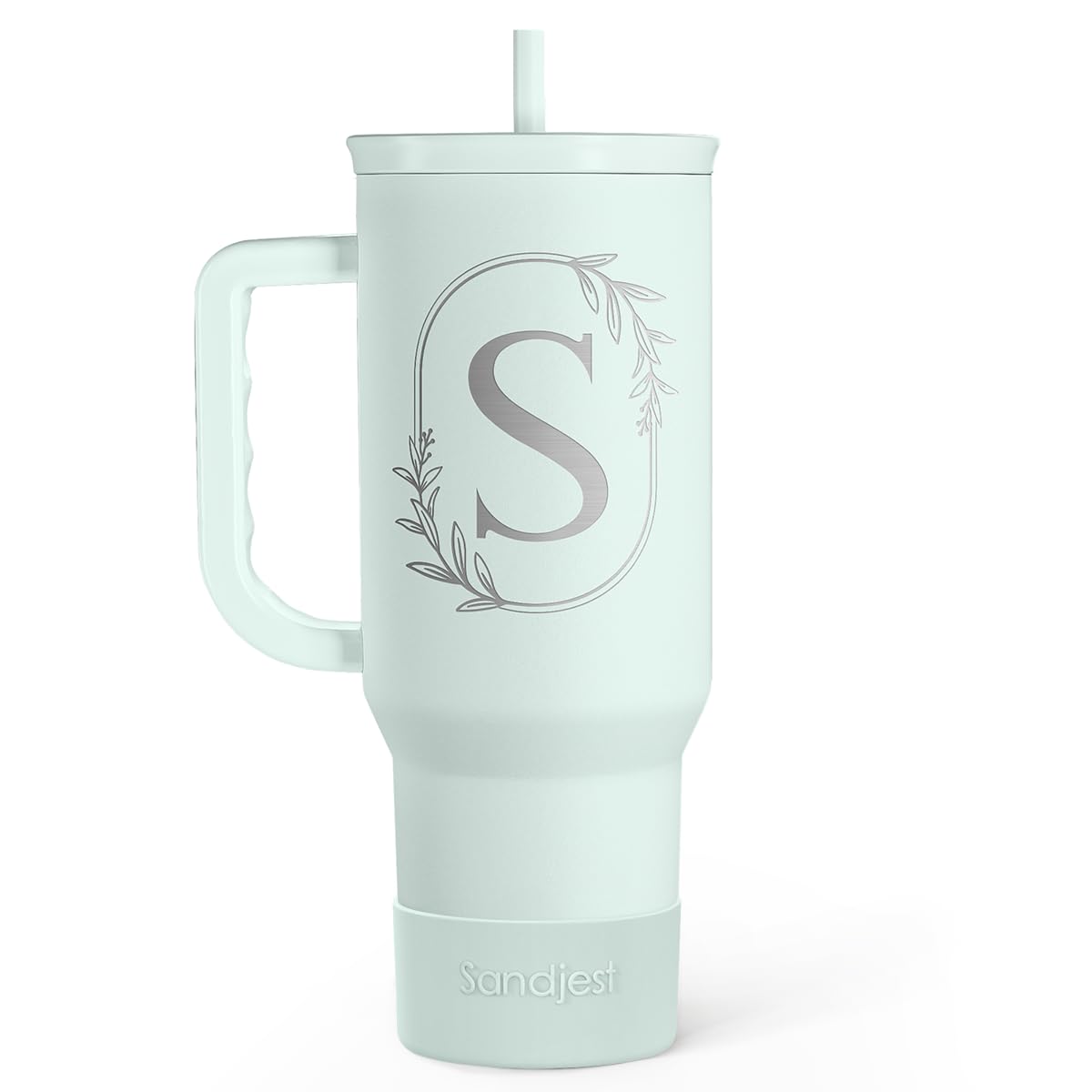 SANDJEST 40oz tumbler with handle shows easy grip for daily hydration