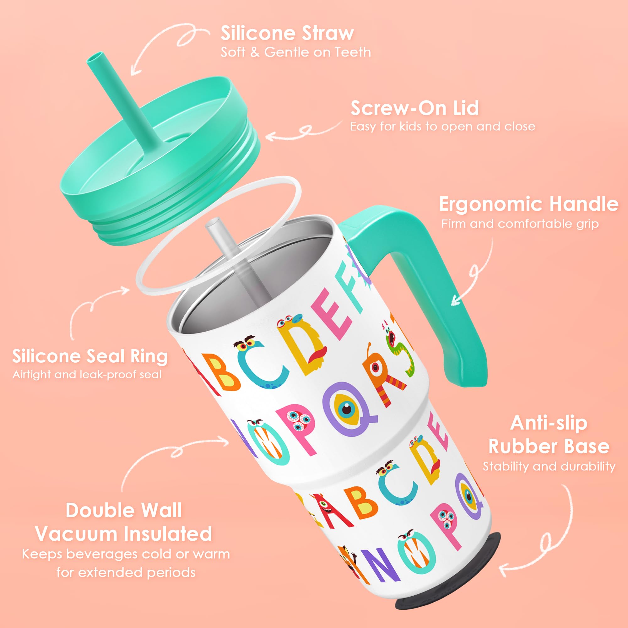 SANDJEST tumbler with silicone straw lid for easy sipping
