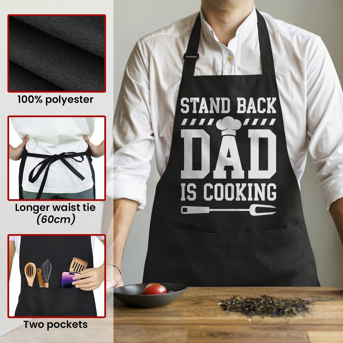 SANDJEST apron with stylish chef-look for home cooks