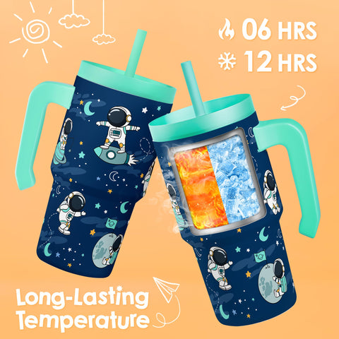 SANDJEST Astronaut Tumbler insulated stainless steel for long-lasting coolness.