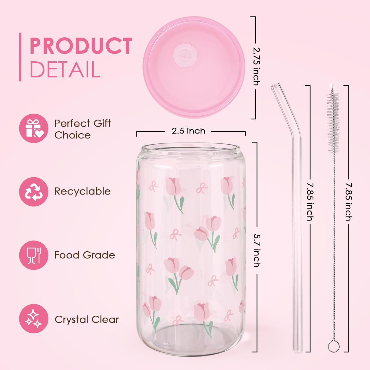 SANDJEST bamboo lid and glass straw offer a sustainable, reusable sipping experience.