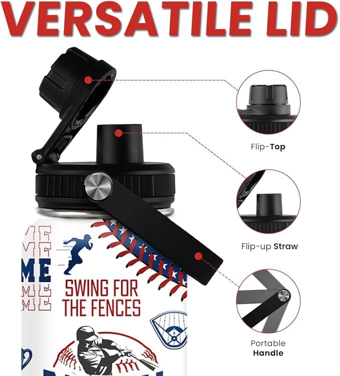 SANDJEST Baseball Bottle fits backpacks and cup holders for travel