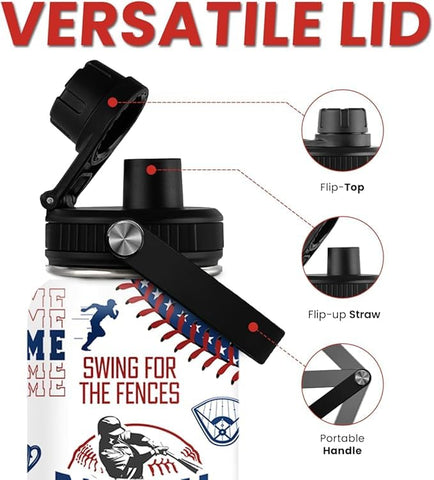 SANDJEST Baseball Bottle fits backpacks and cup holders for travel