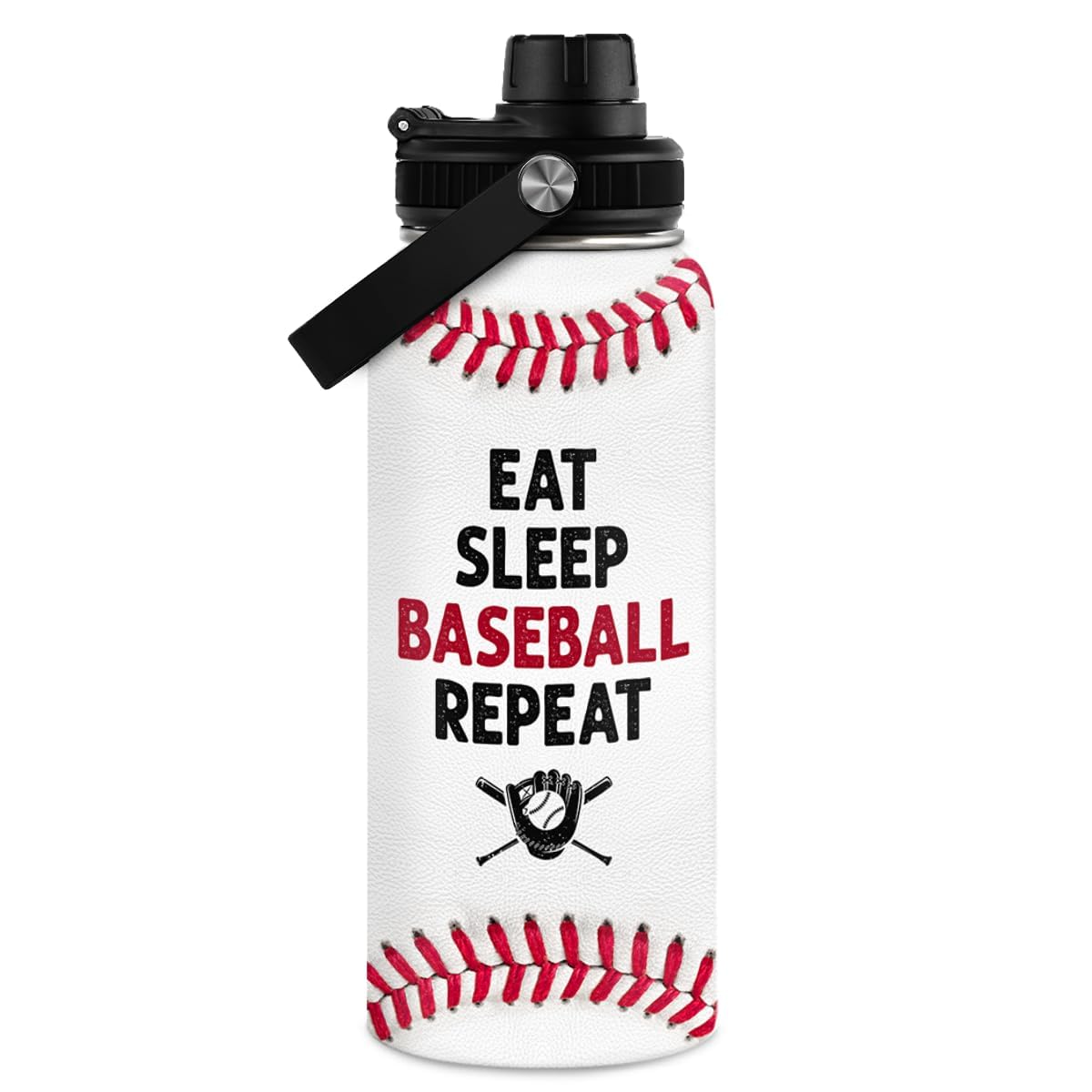 SANDJEST Baseball Water Bottle 32oz with insulated steel to keep drinks cold during games