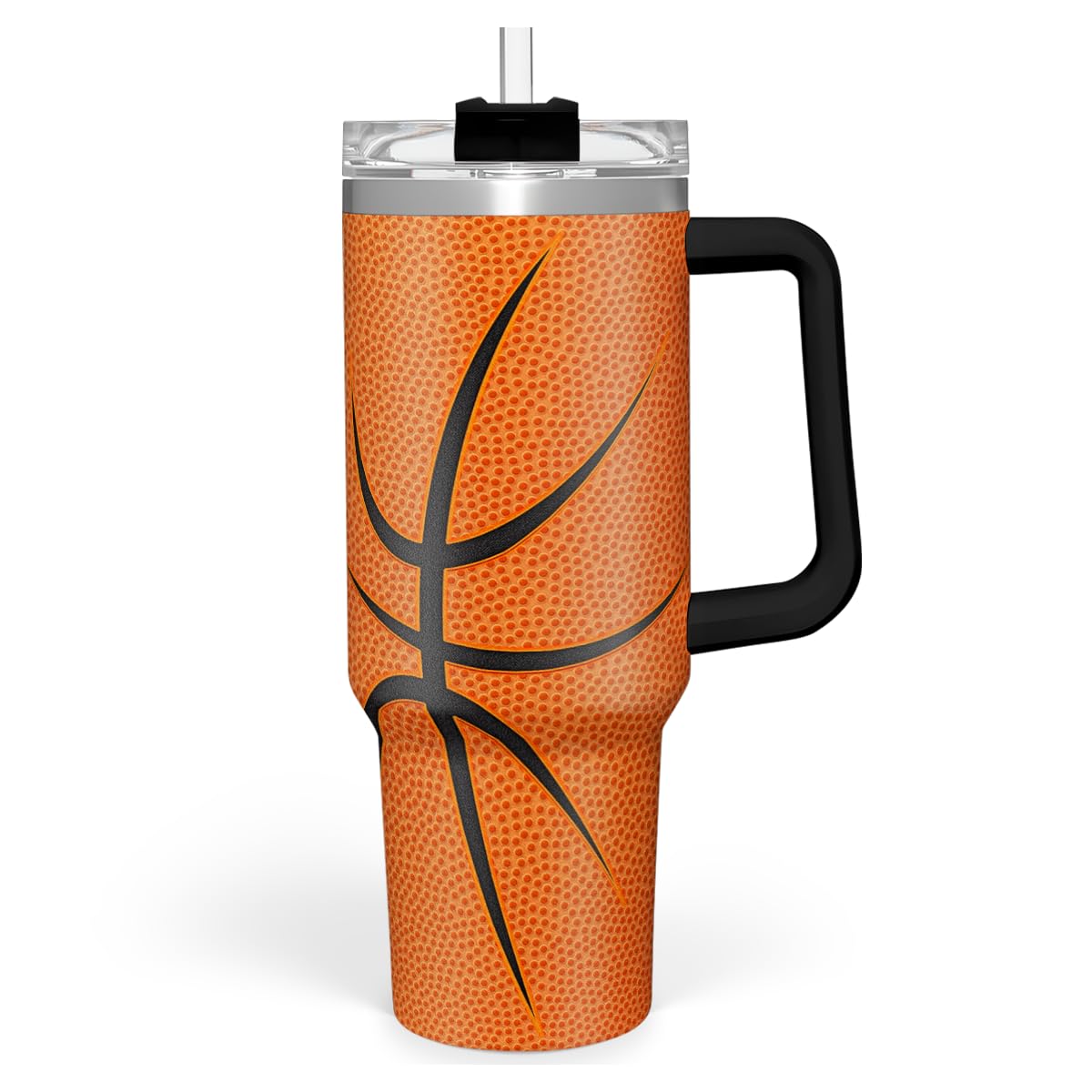 Sandjest basketball tumbler with handle 40oz keeps beverages ready for workouts.