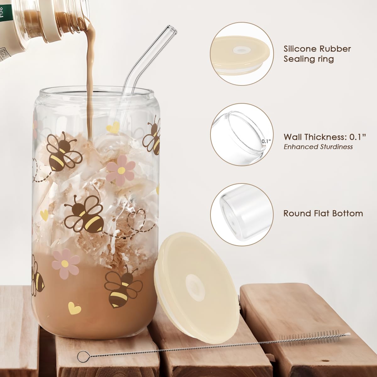 SANDJEST Bee clear tumbler lets you see contents and monitor hydration easily