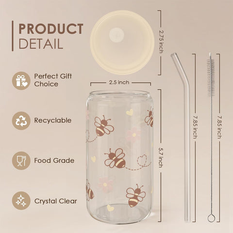 SANDJEST Bee glass straw promotes reuse and reduces waste during daily drinks