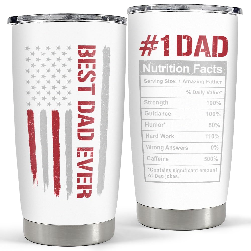 SANDJEST Best Dad Ever 20oz tumbler with secure lid for travel
