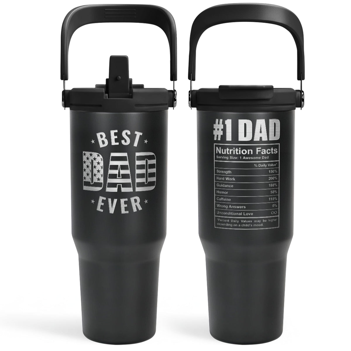 SANDJEST Best Dad Ever 30oz tumbler with carry handle, ideal for on-the-go.