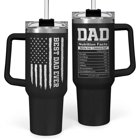 SANDJEST Best Dad Ever 40oz tumbler front view with durable insulation