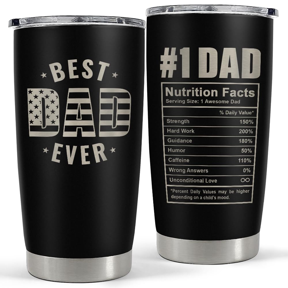 SandJEST Best Dad Ever Tumbler with Lid, lid closed for spill-free travel.