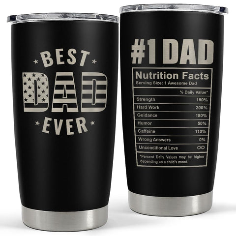 SandJEST Best Dad Ever Tumbler with Lid, lid closed for spill-free travel.