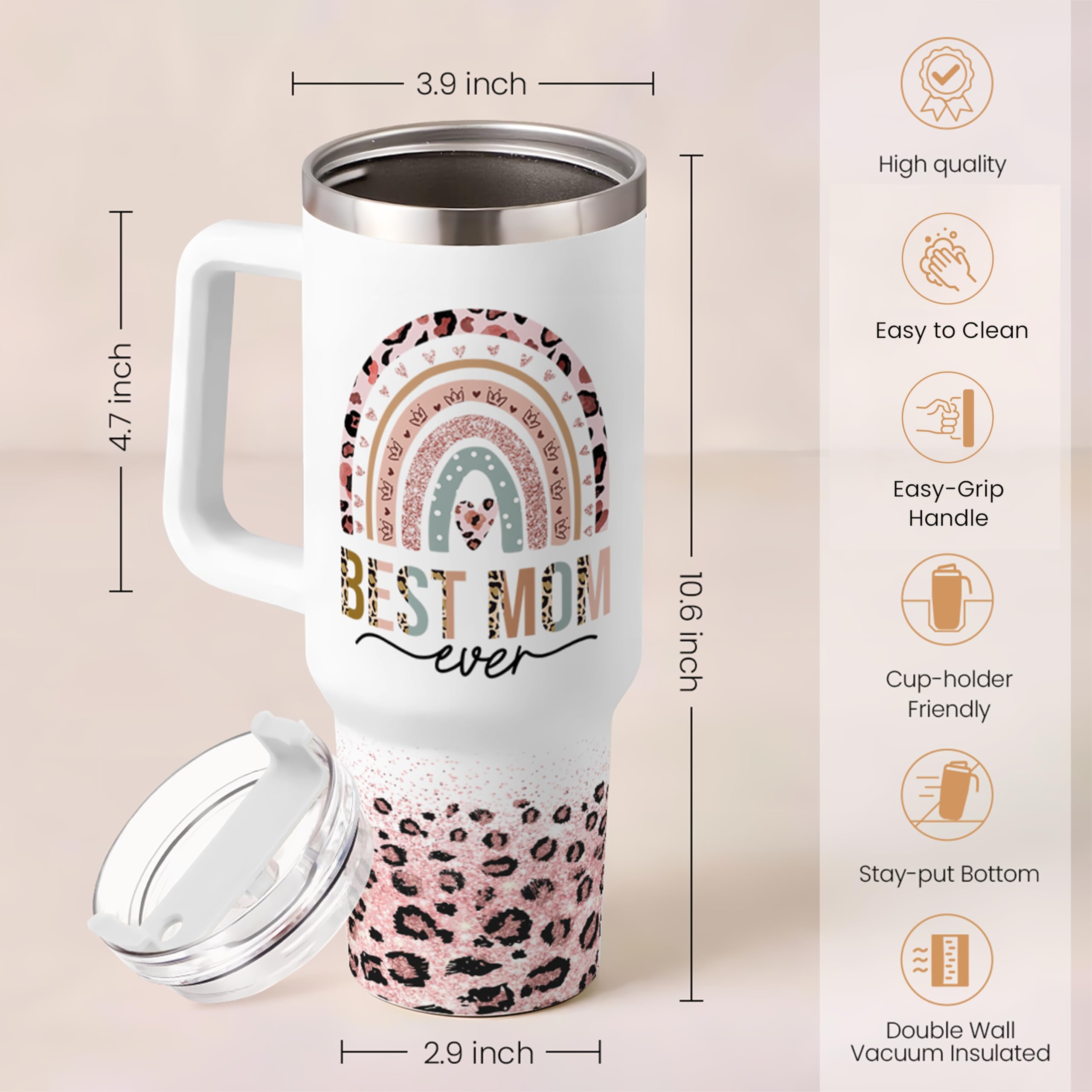 SANDJEST best mom ever design on a stylish travel cup