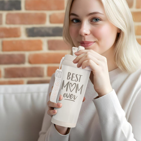 SANDJEST Best Mom Ever tumbler designed for everyday mom life.