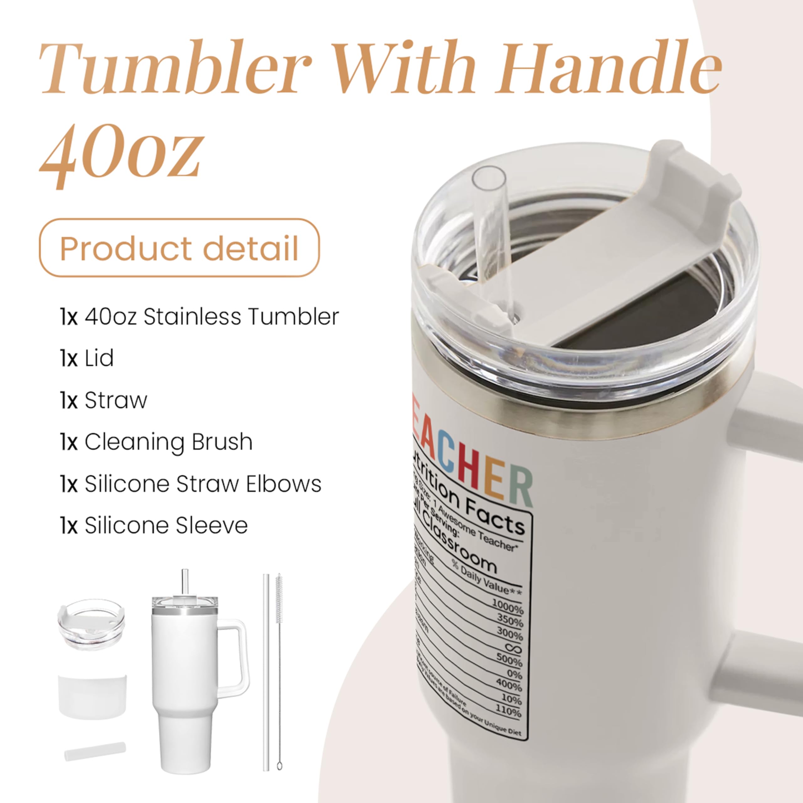 SANDJEST 40oz tumbler with big heart design adds style to daily hydration.