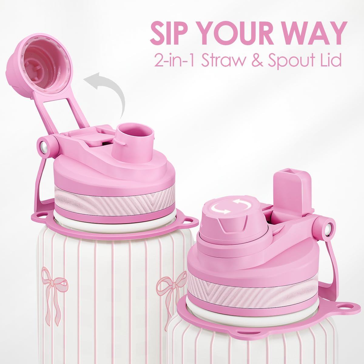 SANDJEST Bow bottle with spout lid open for easy pouring