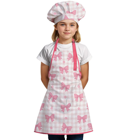SANDJEST Bow Kid Apron adjustable neck strap detail for comfortable growth.
