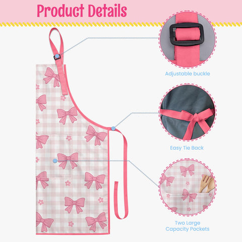 SANDJEST Bow Kid Apron waterproof fabric helps protect clothing during splashy kitchen moments.