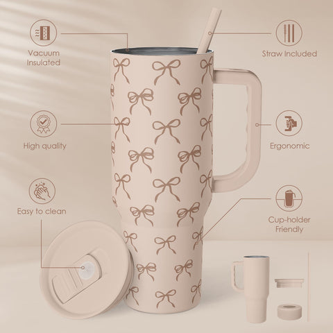 Sandjest Bow Tumbler with straw supports easy sipping during workouts