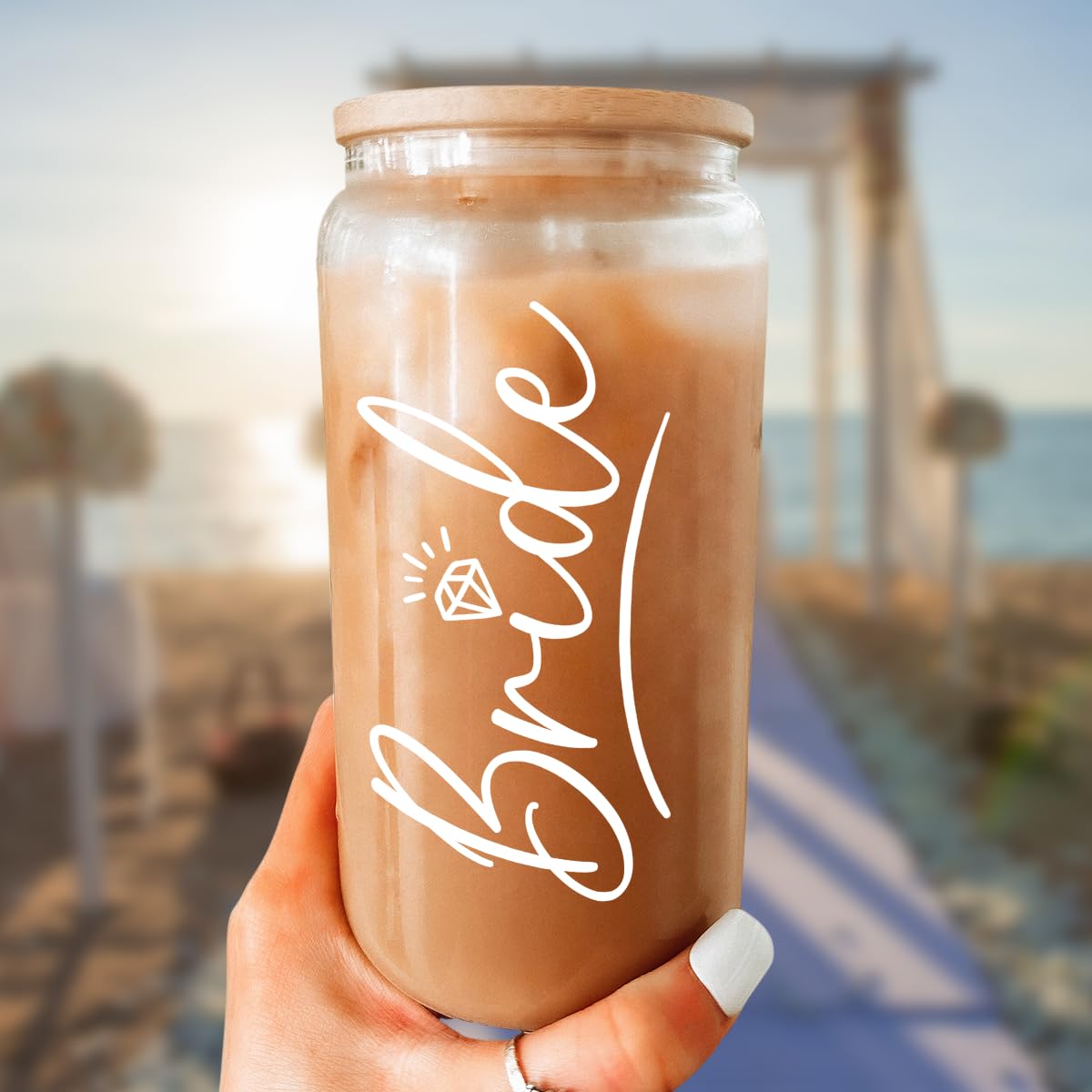 SANDJEST Bride glass cup supports sustainable gifting for weddings and beyond.