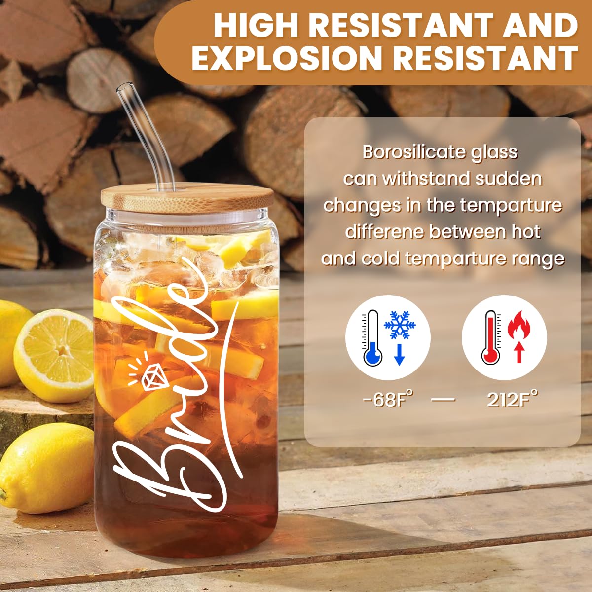 SANDJEST Bride glass cup showcases beverage color with a clear design.