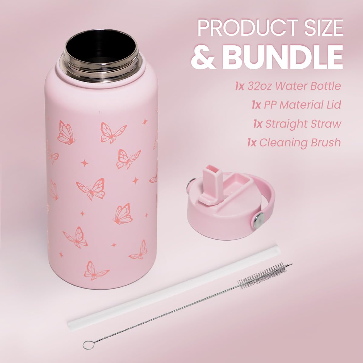 SANDJEST Butterfly bottle insulated vacuum keeps drinks cold outdoors
