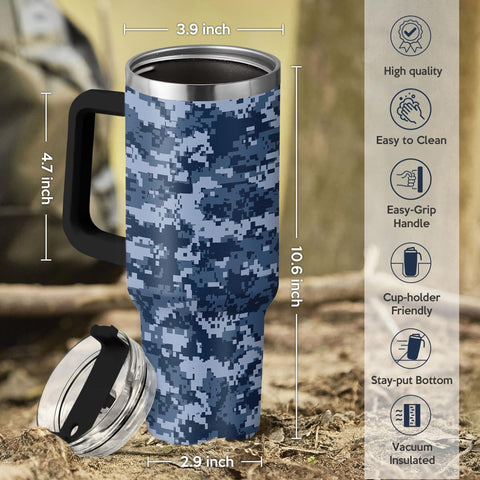 SANDJEST camouflage double-wall stainless steel keeps drinks hot or cold longer.