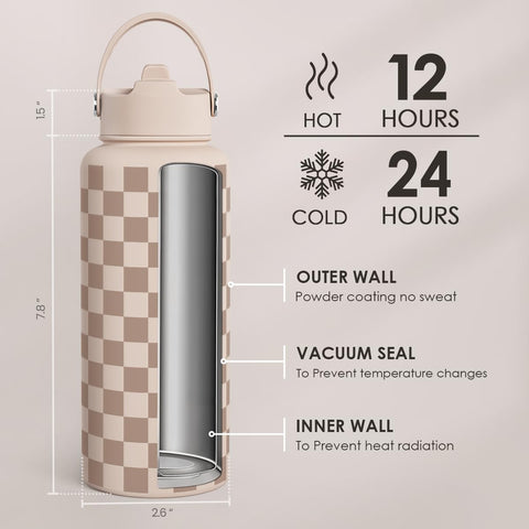 SANDJEST Checkerboard bottle pattern design adds stylish flair