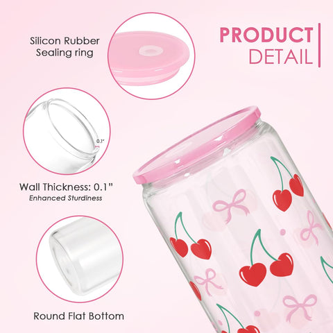 SANDJEST cherry tumbler gift set with lid and straw suits birthdays and holidays.