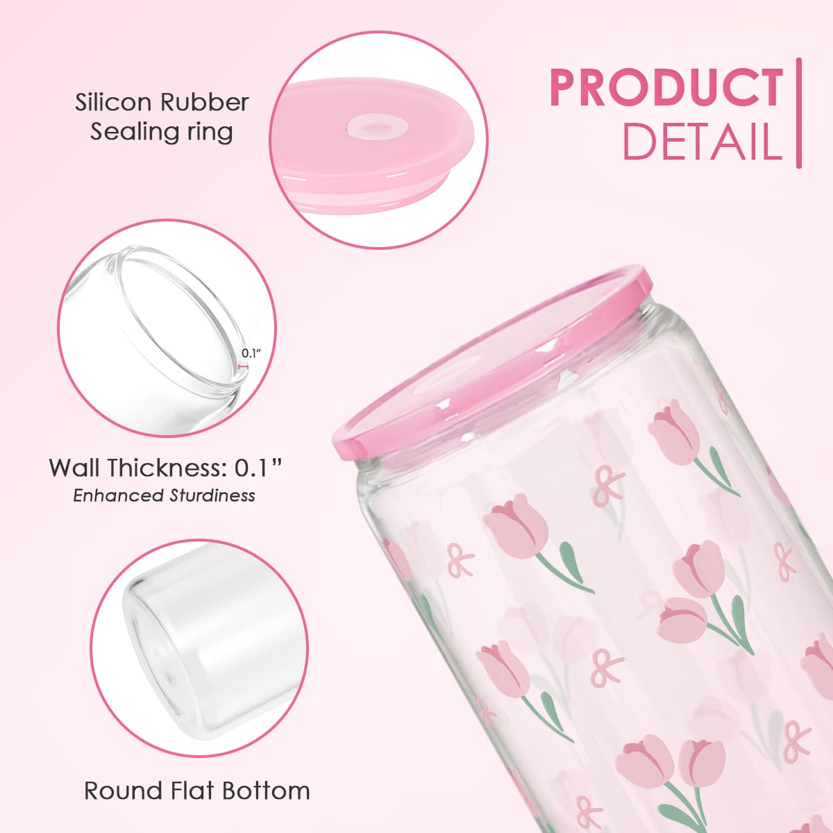 SANDJEST clear-design cup lets you see drink colors while staying stylish.