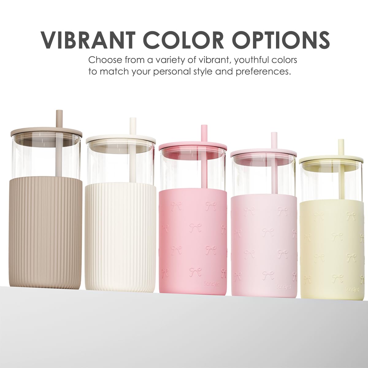 SANDJEST colorful, modern glass tumbler with vibrant design