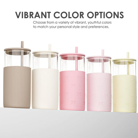 SANDJEST colorful, modern glass tumbler with vibrant design