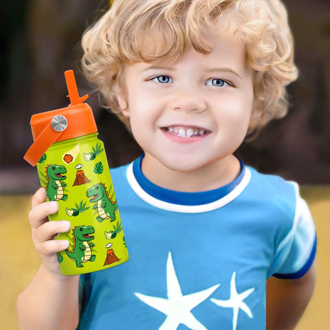 SANDJEST compact 12oz bottle for school and sports, fits in backpacks
