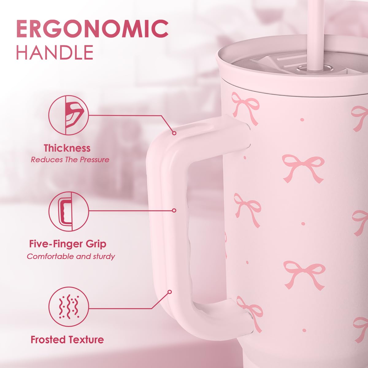 Coquette Bow stainless steel construction preserves flavor and temperature for longer sipping sessions