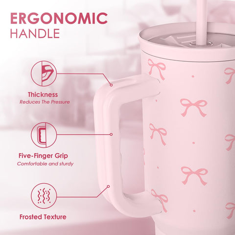 Coquette Bow stainless steel construction preserves flavor and temperature for longer sipping sessions
