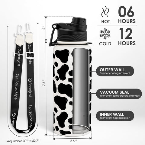 SANDJEST 32oz bottle keeps beverages hot or cold for hours