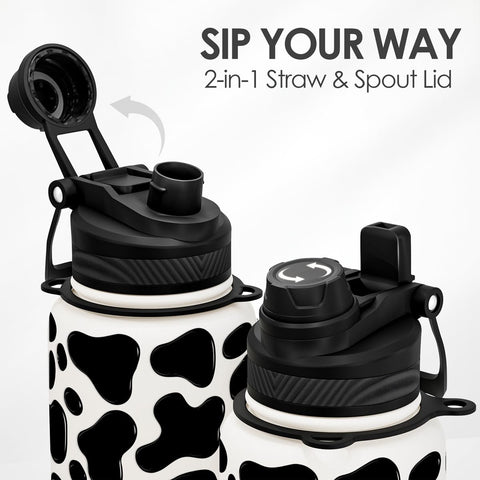 SANDJEST Cow Skin bottle in gym setting supporting hydration