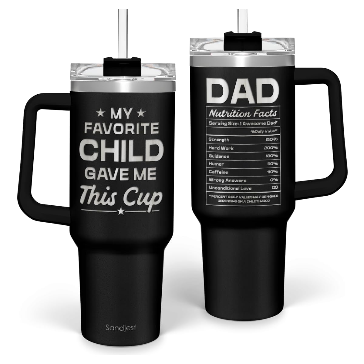 SANDJEST 40oz tumbler with handle for dad gift, easy to carry on the move.